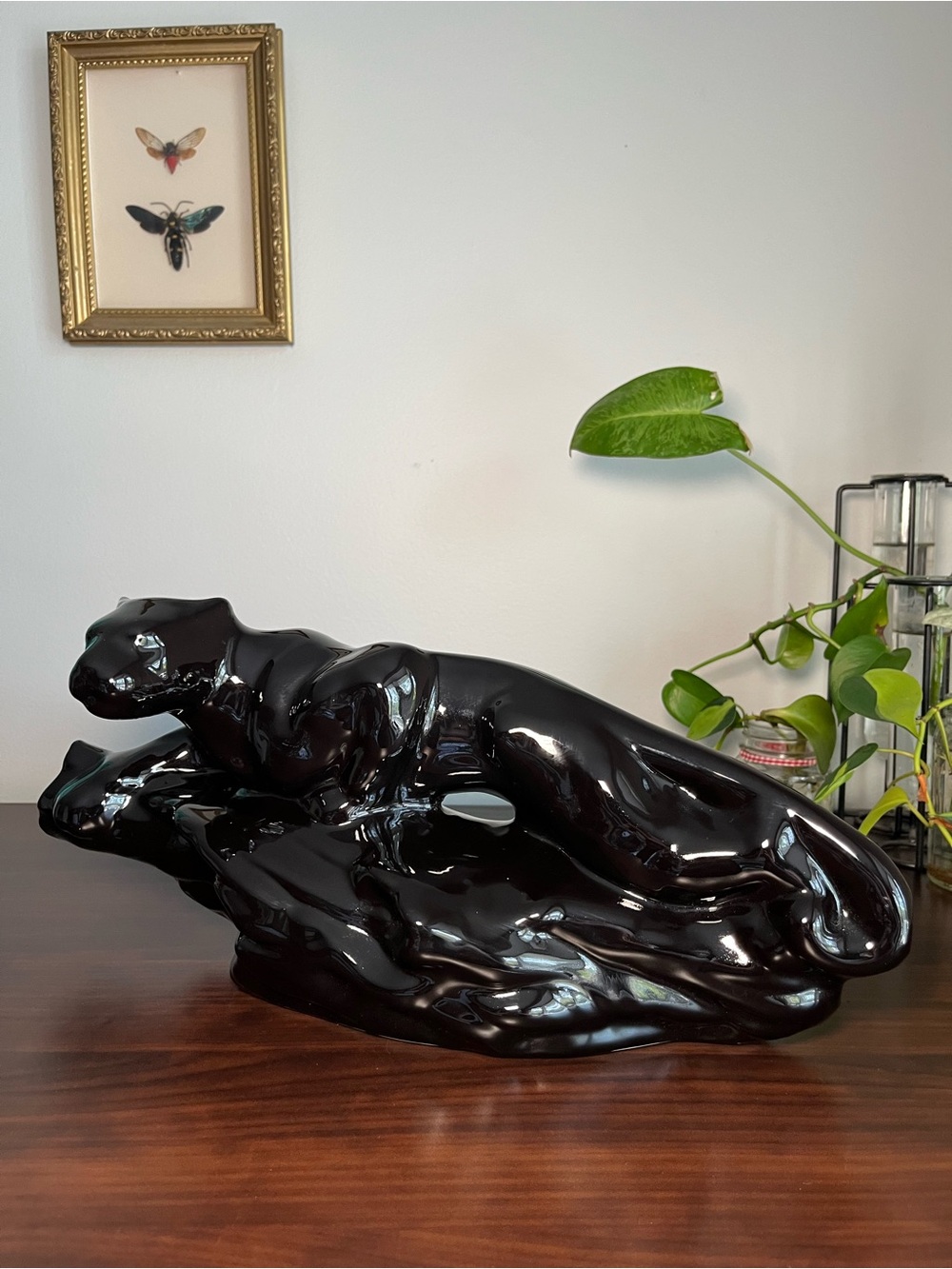 Vintage Black Panther Sculpture – Hollywood Regency Statement Piece